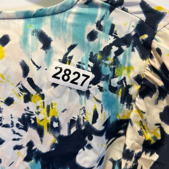 Banana Republic Abstract Floral Blouse V Neck Ruched Long Sleeve‎ M NWT - Picture 9 of 9